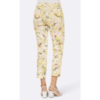 Designer-Druck-Stretchhose, ecru-zitrone