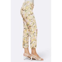 Designer-Druck-Stretchhose, ecru-zitrone