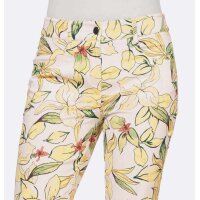 Designer-Druck-Stretchhose, ecru-zitrone