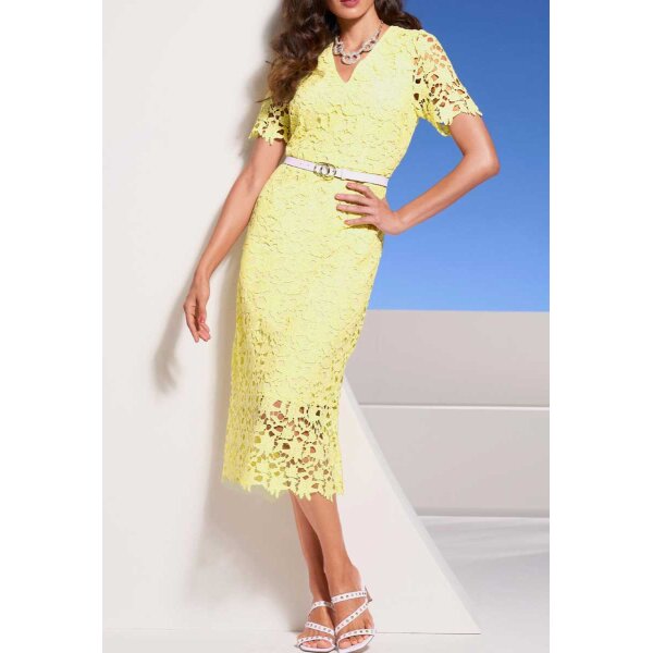 Designer-Spitzenkleid, zitrone
