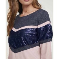 Pullover m. Pailletten, altrosa-nachtblau