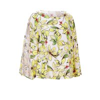 Designer-Druckbluse, ecru-zitrone