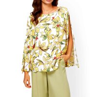 Designer-Druckbluse, ecru-zitrone