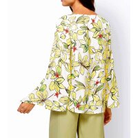 Designer-Druckbluse, ecru-zitrone