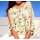 Designer-Druckbluse, ecru-zitrone