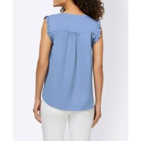 Blouse top with ruffles, dove blue