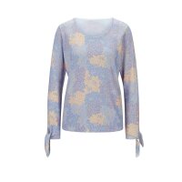 Designer-Blütenprintpullover, taubenblau-bunt