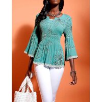 Druckbluse m. Spitze, salbei-bedruckt