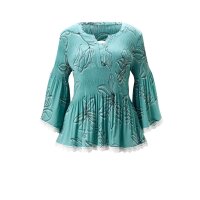 Druckbluse m. Spitze, salbei-bedruckt