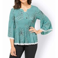 Druckbluse m. Spitze, salbei-bedruckt