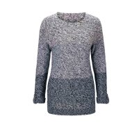 Sweter dzianinowy, ecru-granatowy