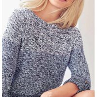 Knit sweater, ecru-navy