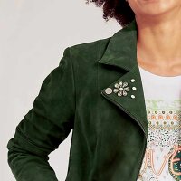 Ziegenvelourslederjacke m. Strass, moos