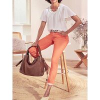 Designer-Chiffonbluse m. Spitzeblüten, ecru