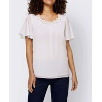 Designer-Chiffonbluse m. Spitzeblüten, ecru