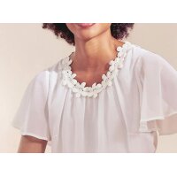 Designer-Chiffonbluse m. Spitzeblüten, ecru