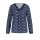 Plisseebluse, blau-gemustert