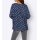 Plisseebluse, blau-gemustert