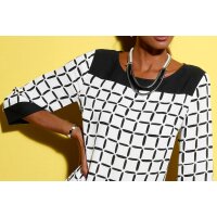 Slip blouse with checkered pattern, black-white