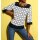 Slip blouse with checkered pattern, black-white