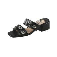 Marken-Pantolette, schwarz