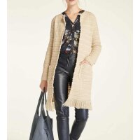 Strickmantel m. Fransen, beige