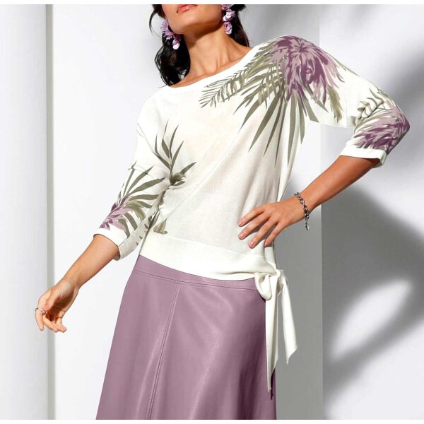 Sweater with silk,ecru-print