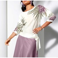 Sweater with silk,ecru-print