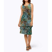 Jersey flounce dress, aqua marine-chocolate