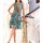 Jersey flounce dress, aqua marine-chocolate