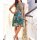 Jersey flounce dress, aqua marine-chocolate