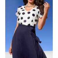 Chiffon dress, midnight blue - ecru