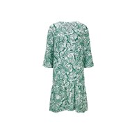 Print dress with flounce sleeves, emerald-white