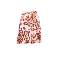 Designer-Volant-Druckrock, apricot-papaya