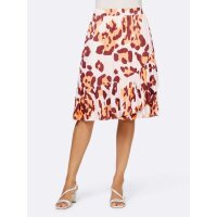 Designer-Volant-Druckrock, apricot-papaya