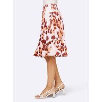 Designer-Volant-Druckrock, apricot-papaya