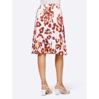 Designer-Volant-Druckrock, apricot-papaya