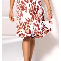 Designer-Volant-Druckrock, apricot-papaya