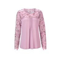 Designer-Shirt m. Spitzeneinsatz, rosé