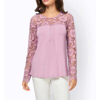 Designer-Shirt m. Spitzeneinsatz, rosé