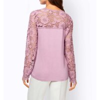 Designer-Shirt m. Spitzeneinsatz, rosé