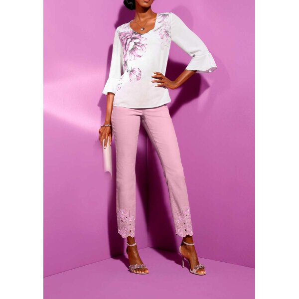Strech jeans with embroidery, rosé