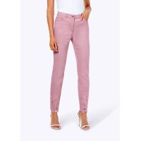Stretch-Jeans m. Stickerei, rosé