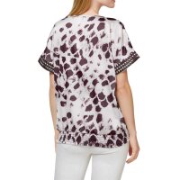 Designer-Druckbluse, ecru-mauve