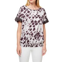 Designer-Druckbluse, ecru-mauve