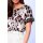 Designer-Druckbluse, ecru-mauve
