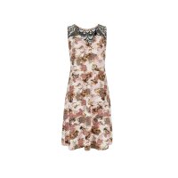 Designer-Jerseykleid m.Crochetspitze, elfenbein-schoko