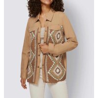 Designer-Jacke m.Häkelspitze, camel-gemustert