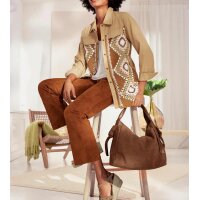 Designer-Jacke m.Häkelspitze, camel-gemustert
