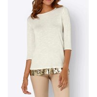 Pullover m. Pailletten, ecru-gold